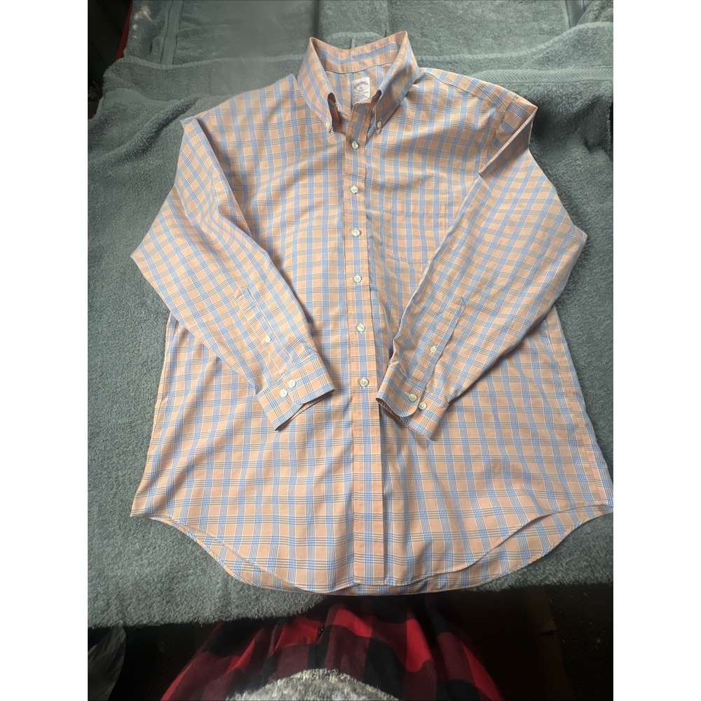 Brooks Brothers Traditional Fit Non Iron Gingham /Plaid Dress Mens Size X-Large